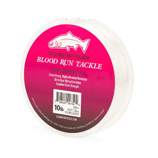 Blood Run STS Salmon Trout Steelhead fluorocarbon fishing line leader 200YD, 8lb, 10lb, 12lb, 15lb test.