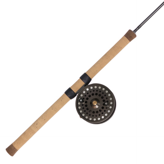 Blood Run Pinland 3wt Ultralight Trout Centerpin Rod and Reel Combo with 4.5" Halcyon centerpin reel and tennesee handle with sliding rings.