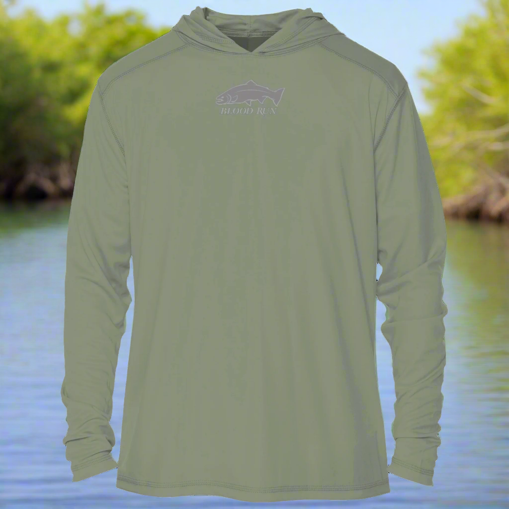 Men's Olive Green UPF50+ Hoodie Fishing Shirt