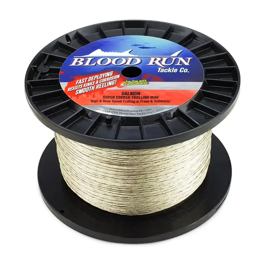 45LB Copper Fishing Line from Blood Run Fishing .036" diameter for salmon and trout trolling on Lake Michigan, Lake Huron and Lake Ontario
