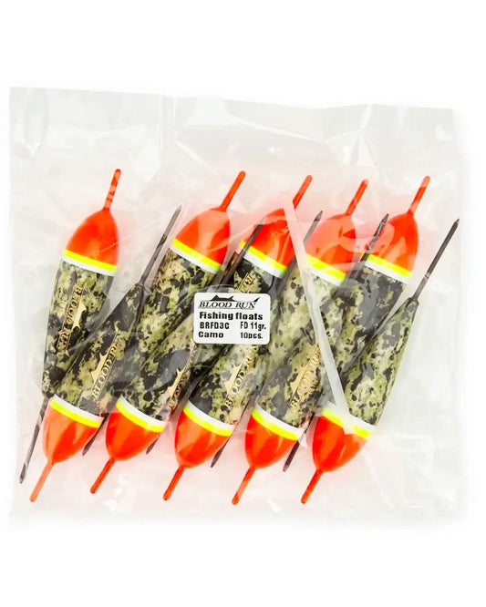 10 Pack Blood Run Fishing Balsa Floats 11 gram 3/8 ounce camo for steelhead and salmon