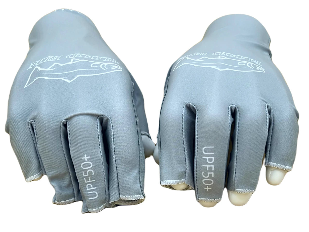 Gray Fishing Gloves UPF50+ Blood Run Fishing L