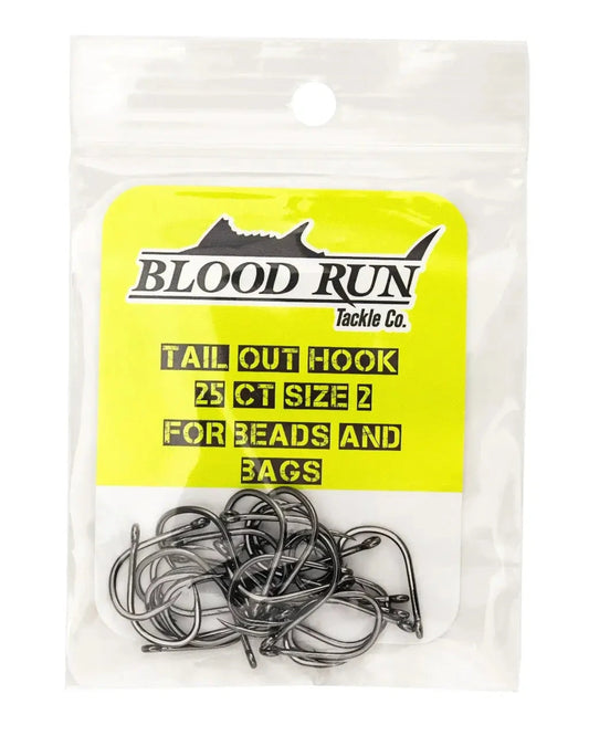 Blood Run Tail Out bead fishing hook for salmon steelhead and trout perfect for beads or spawn bags when drift fishing or centerpin float fishing.