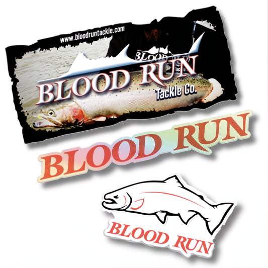 Blood Run Fishing Steelhead Salmon Sticker Decals for boat and truck