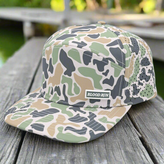 Mens Green and Grey Camo Snapback Fishing Trucker Hat
