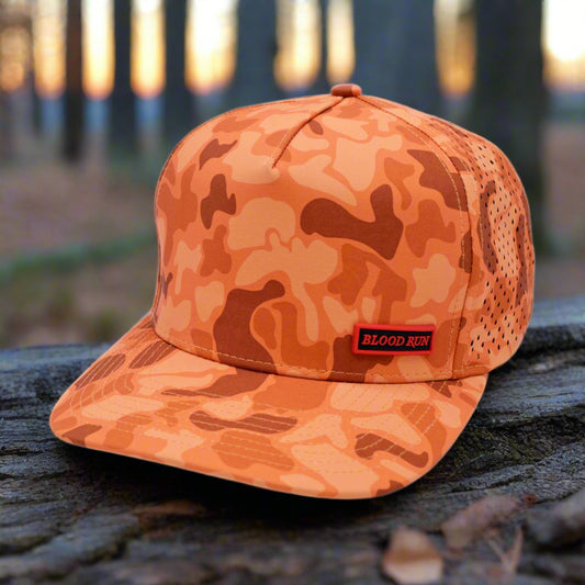 Orange Camo Snapback Hunting Blood Run Fishing Trucker Hat