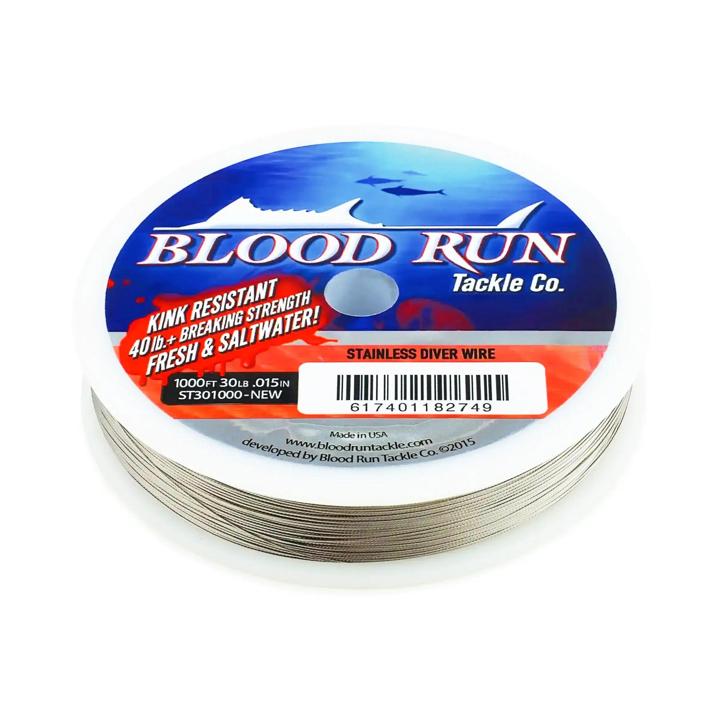 30LB Stainless Fishing Wire for Dipsey Divers 1000' Blood Run Fishing
