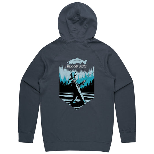 Blood Run Fishing Blue French Terry Hoodie