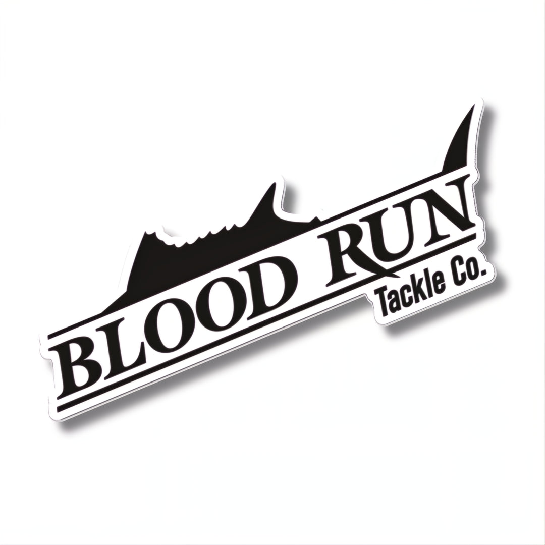 Large Black and White Blood Run Fishing Decal for boat cockpit and fish cooler or truck decal.