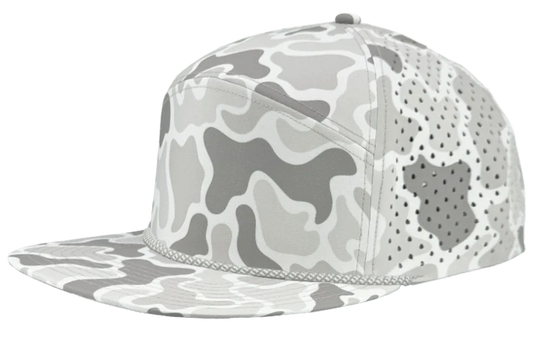 SNOW CAMO SNAPBACK FISHING HAT