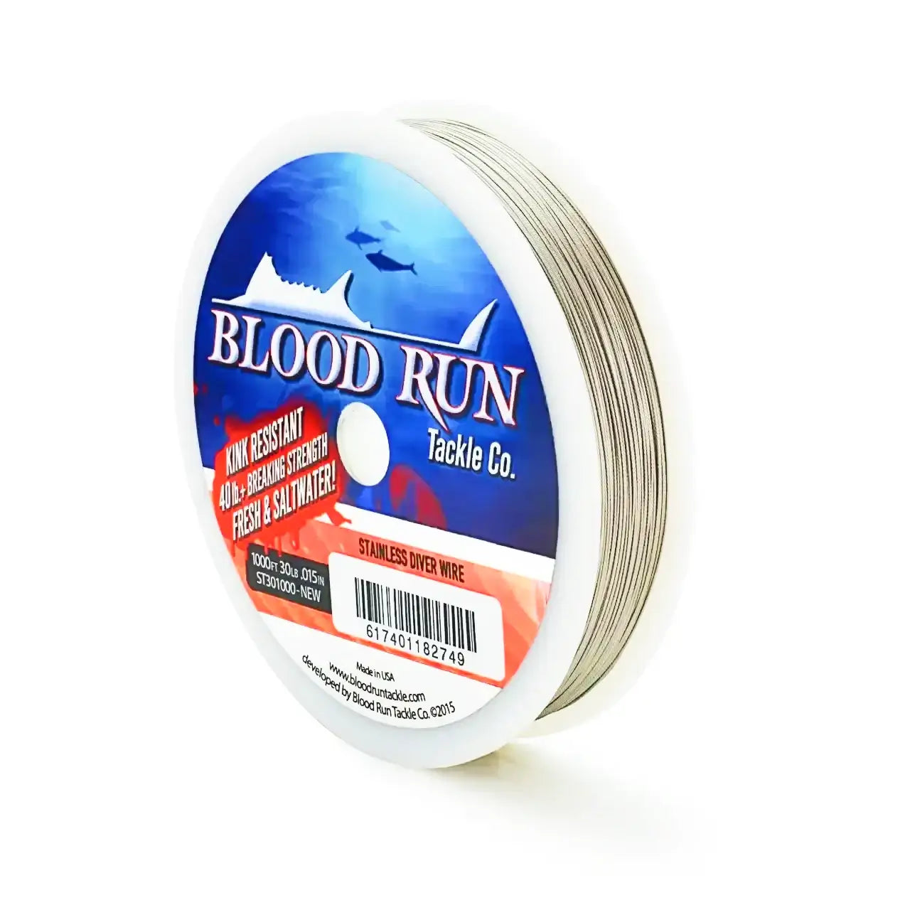 30LB Test 1000 Feet Stranded 1 x 7 Stainless Steel Fishing Wire Blood Run Fishing