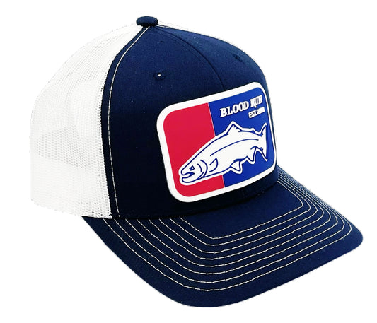 Navy Blood Run Fishing Hat with Logo Patch