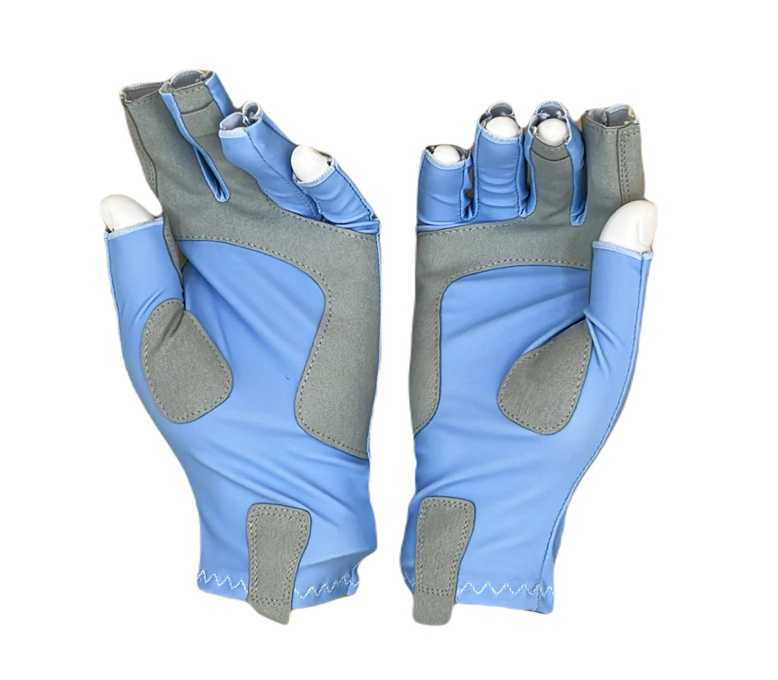 Blue Fishing Gloves UPF50+ Blood Run Fishing