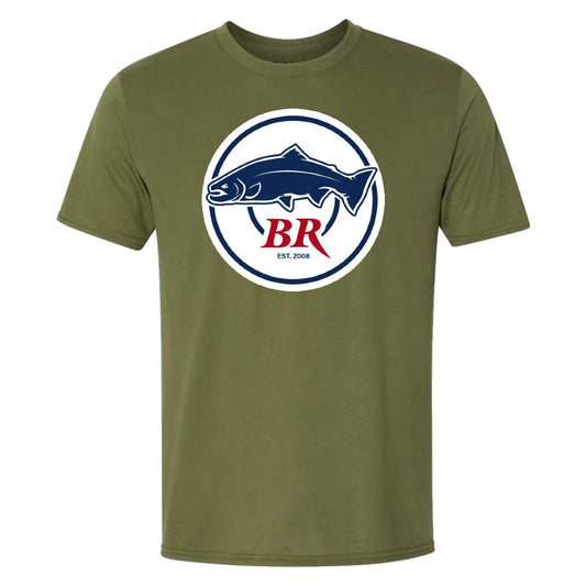 Military Green Blood Run Fishing Steelhead T Shirt