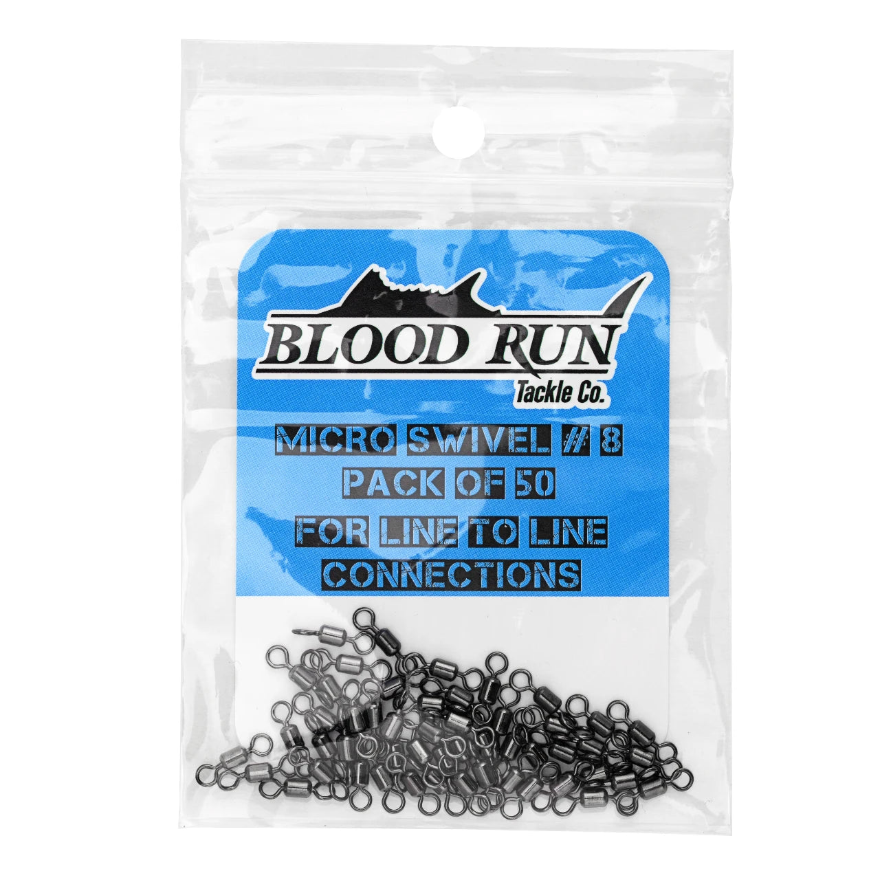 Micro Barrel Fishing Swivel Carbon Steel 50 Pack Blood Run Fishing